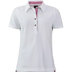 James & Nicholson Damen Trachten Piqué Polo JN715 white/purple/white XL