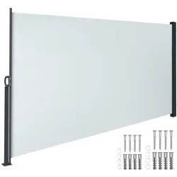 TecTake GmbH tectake Seitenmarkise ausziehbar mit Aufrollmechanismus wetterfest grau 300x160 cm Sonnenschutz Markise