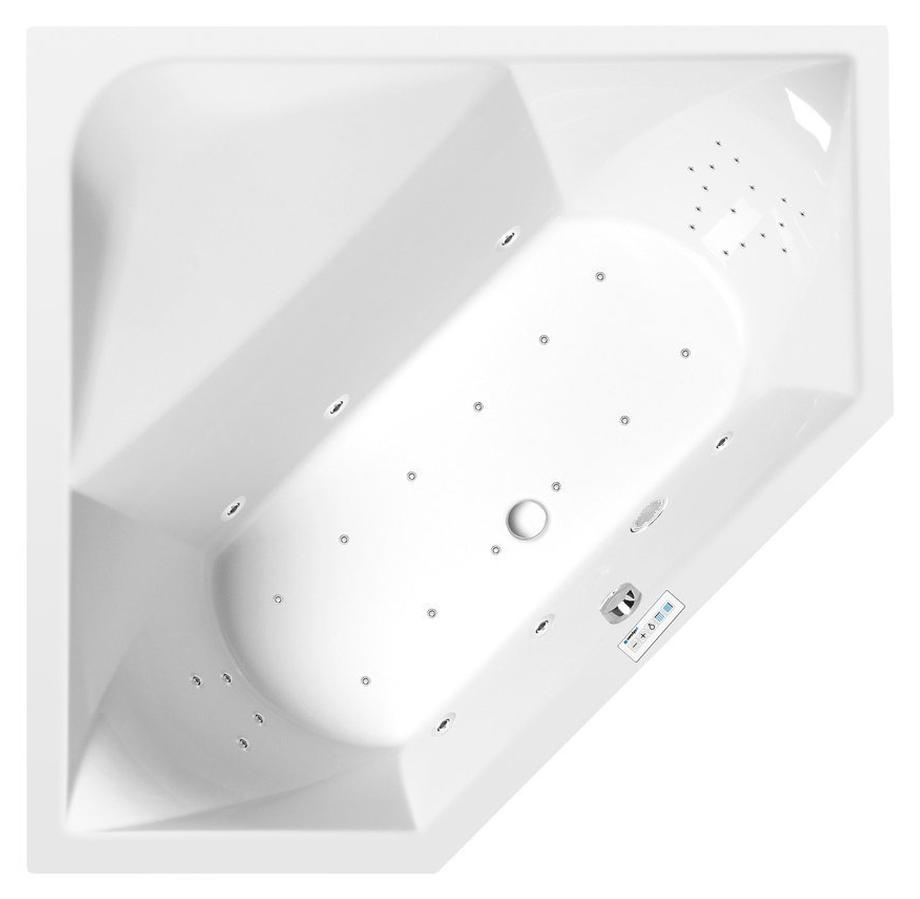 Polysan FLOSS Whirlpool-Badewanne, 145x145x50cm, Highline Hydro-Air, Chrom