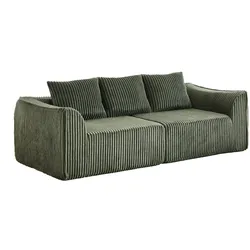 OKWISH Kombinationssofa Cord Grün, modulares Sofa-Set aus Schaumstoff, keine Montage erforderlich