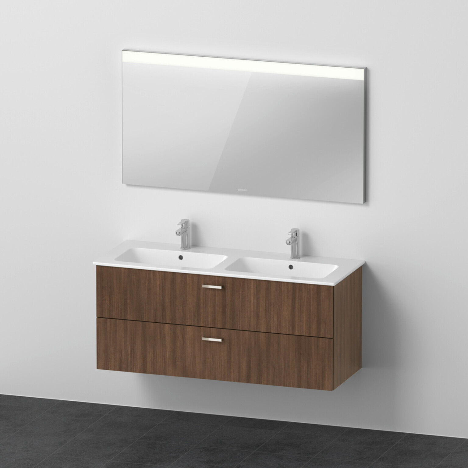 Duravit Möbel-Set XBase 2 Schubkästen, 130cm, Nussbaum dunkel (XB0074021210000)