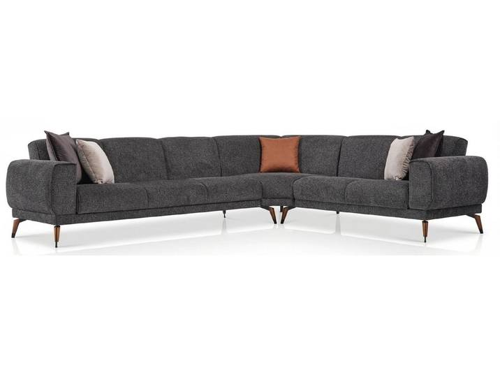 Xlmoebel Ecksofa Ecksofa L-Form grau minimalistisches Design modern elegant, 3 Teile, Minimalistisches Design, Elegant