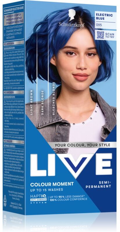 Schwarzkopf LIVE Colour Moment semipermanent hårfarve Skygge 095 Electric Blue 50 ml