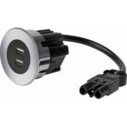 Kopp 939705010 VersaDOT - Einbaudose mit 2 USB-Anschlüssen, GST-Stecksystem-Stecker, Farbe: edelstahl gebürstet