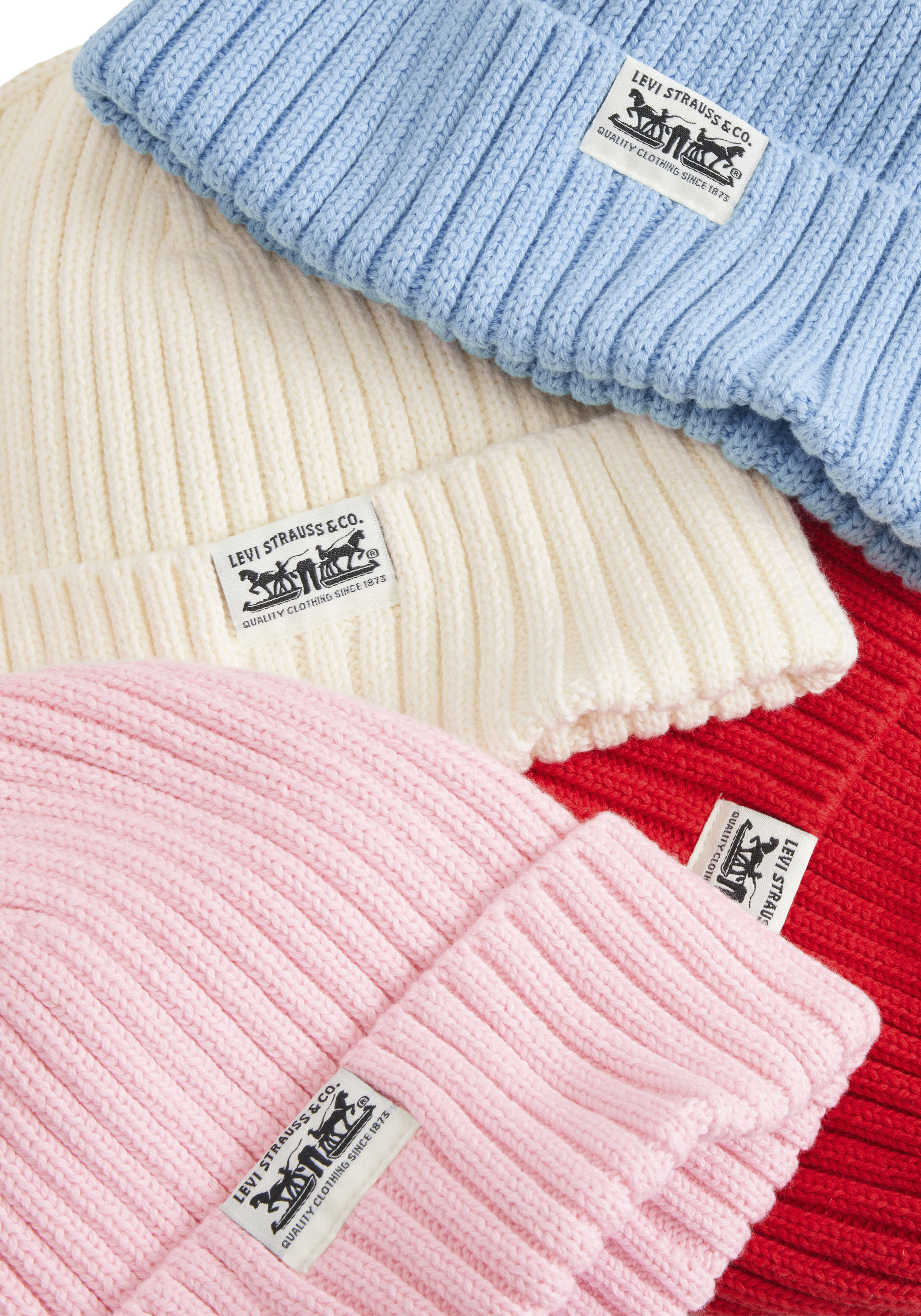 Strickmütze LEVI'S "SUNSET BEANIE", beige (egret), Baumwolle, Mützen Strickmütze egret Einheitsgröße