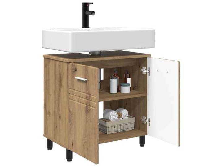 KTHLBRH Badmöbel Eiche Handwerk 60 x 35 x 60 cm Technisches Holz, wendbare Tür, 1 Einlegeboden, Verwendung im Innenbereich, Montage erforderlich