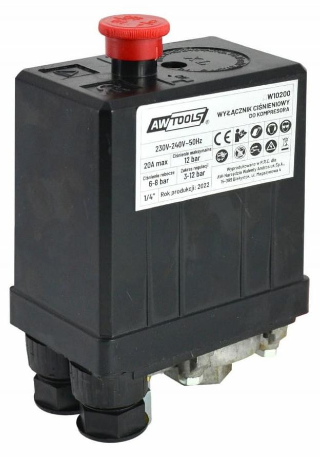 Awtools drukschakelaar voor compressor, 230V, 1/4"