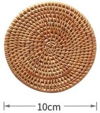 The Handy Homestead Circular Natural Rattan Cup Mat: Hand Woven Hot Insulation Placemats For Kitchen Decoration 10CM