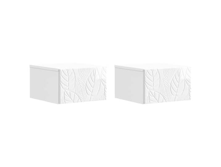 KUPTYERFG 2er Set Wand Beistelltisch Hochglanz Weiß Holzwerkstoff Schwebendes Design spart Bodenfläche im Schlafzimmer und Wohnzimmer. 2 Nachttische mit Schublade bieten Staufläche.