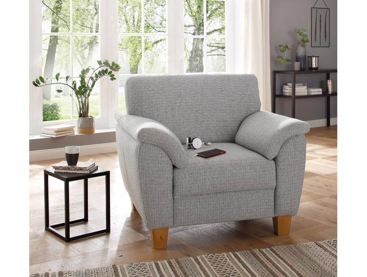 Polstersessel, Luxus-Microfaser, Silber, 101×87×88 cm, Federkern, Klassisch, Home Affaire