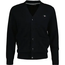 GANT Herren Strickjacke - CLASSIC COTTON V-CARDIGAN, Knopfleiste, V-Ausschnitt, Baumwolle Schwarz / M