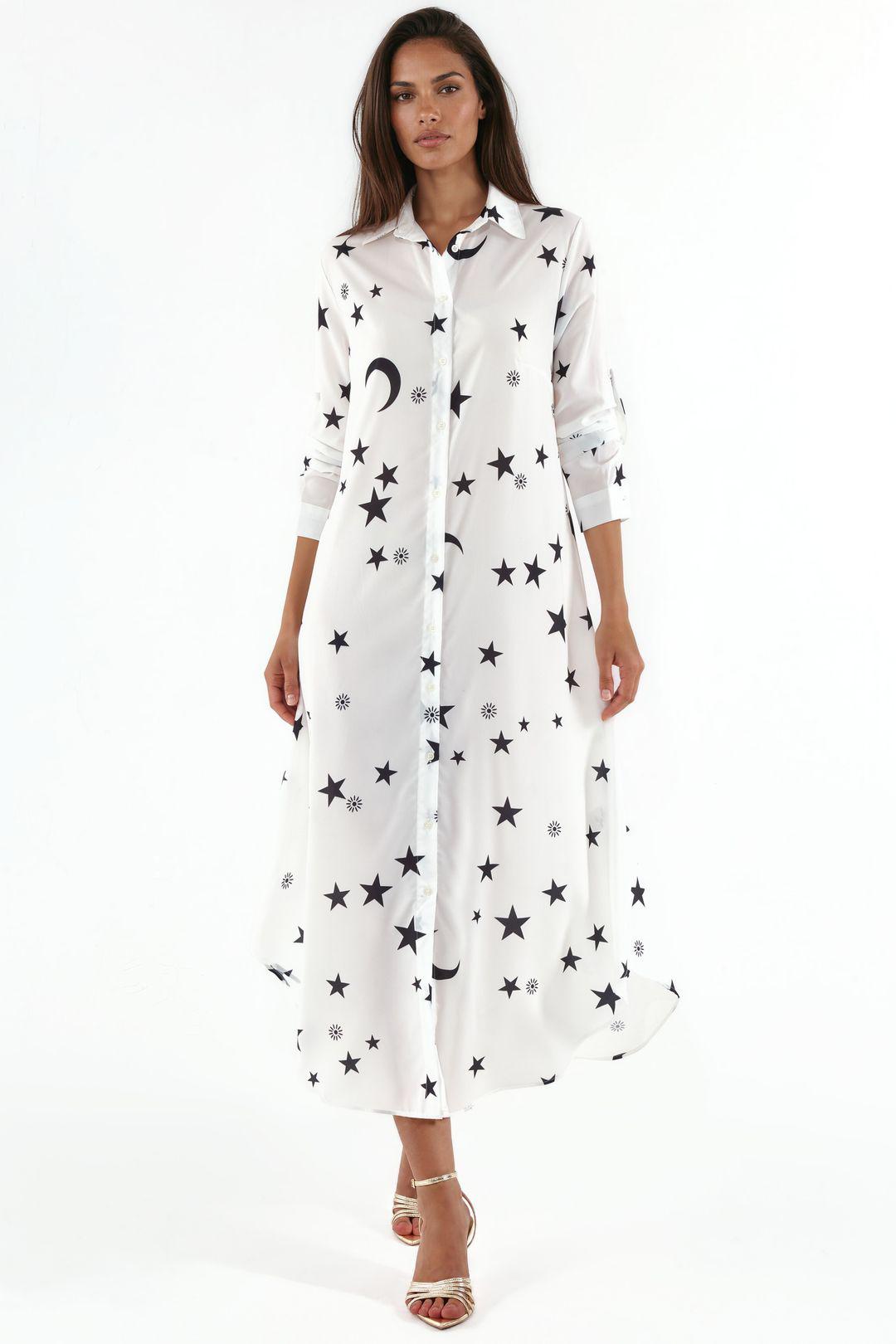 Tekst Print Maxi Shirt Jurk
