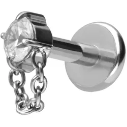 Titan Labret mit Push Fit KRISTALL + KETTE