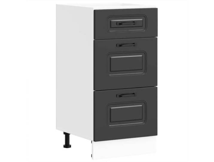 CATRP-Flower Stand Kalmar Küchenunterschrank, Holz, Schwarz Aufbewahrung für Schüsseln, Teller und Töpfe, praktische Türen, höhenverstellbare Füße, glatte Oberfläche leicht zu reinigen