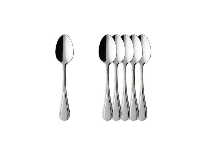Villeroy & Boch Espressolöffel Kreuzband Septfontaines edelstahl 10,8 cm 6er Set, Silberfarben, Metall, Besteck, Löffel