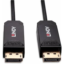 Lindy 50m Fibre Optic Hybrid DP 2.0 UBHR10 Kabel 40Gbps, bis 8K60 (10 m), Videokabel, Schwarz