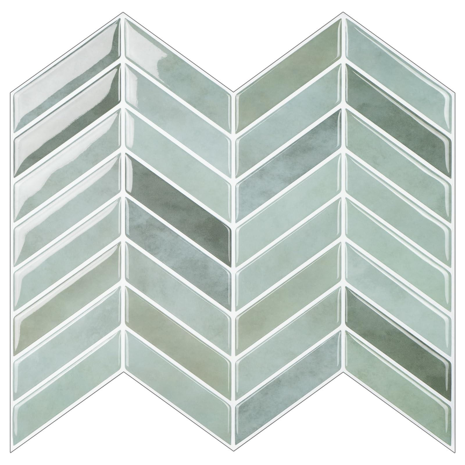 Merkloze Wandtegel 3D Haringbeen Tegelstickers - Zelfklevend en Waterdicht - Decoratie voor Keuken of Badkamer - 10x10 Inch