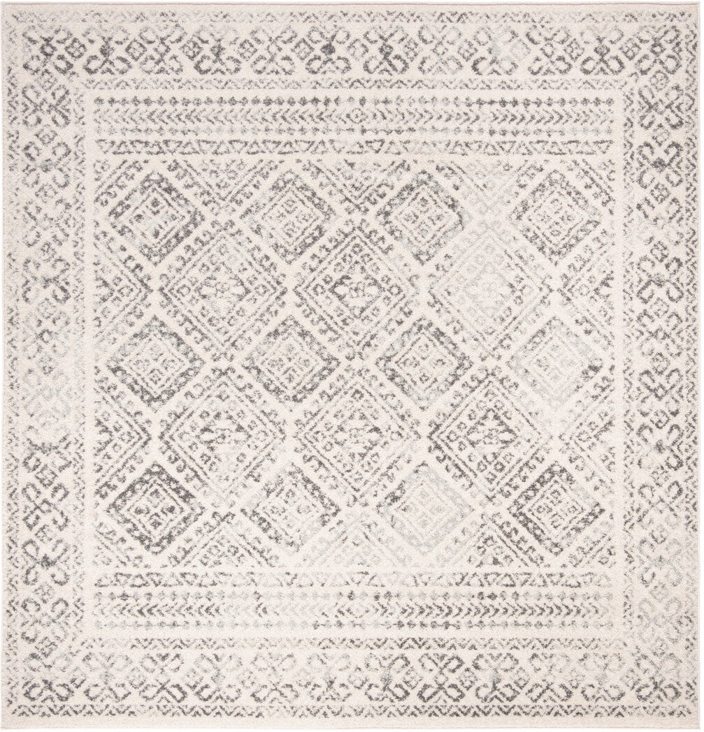 Mistana Ekkehard Geometric Ivory/Grey Rug Ivory/Grey Square 201cm