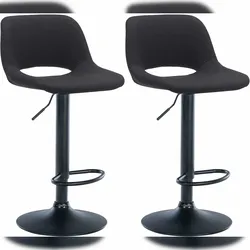 Décoshop26 - Barhocker 2 Hochstühle mit Fußstützen schwarzer Stoffbezug schwarzes Metallgestell 10_0004098