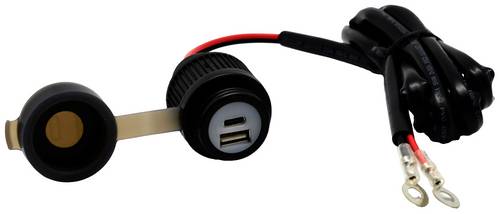 Albrecht Motorrad Duo USB A+C Steckdose QC3.0 12-24 Volt Belastbarkeit Strom max.=2A Doppel-USB Steckdose zum Einbau an einem