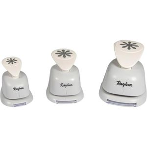 Rayher Motivstanzer 69103000 Blumen, 3er Set, Ø 1,6 + 2,54 + 3,81 cm Motivgröße, bis 200g/m²