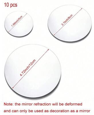 Useful Little Things 10 Pcs Round Acrylic Mirror Wall Stickers Silver Thickened DIY Decorative Mirror Decals For Home & Vanity Decor silver 1.96 In