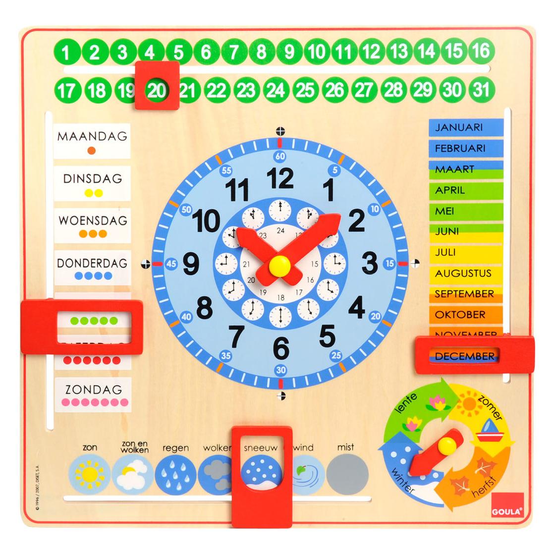 Goula Holz Kalender Uhr (Niederländisch) (51313)
