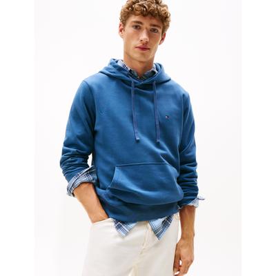 Hoodie TOMMY HILFIGER "ESSENTIAL TERRY", Herren, Gr. L, aegean sea, Sweatware, Obermaterial: 100% Baumwolle, regular fit, Sweatshirts Hoodie, mit Tunnelzug und Flag-Stickerei
