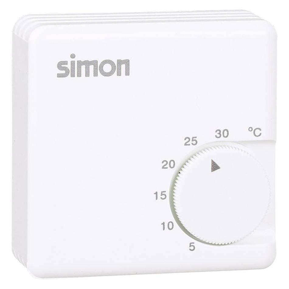 Simon Mechanical thermostat for heating 10 a, white, 7 x 2,7 x 7 cm (60362449)