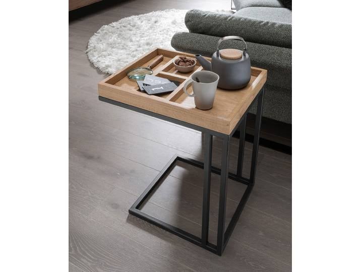 Beistelltisch 50x60cm 'Lissabon' Wildeiche & Metall schwarz