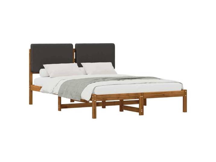 Cadre de lit tête de lit rembourrée Naturel - SARFAY - Gris foncé - 206x166x85 cm - Lit double - Cadre robuste - Style moderne&27985