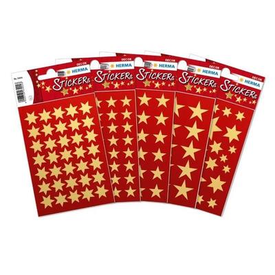 Herma Sticker Sterne Gold 423 Stück, Stern Sticker aus Goldpapier für Advent & Weihnachten, verschiedene Größen