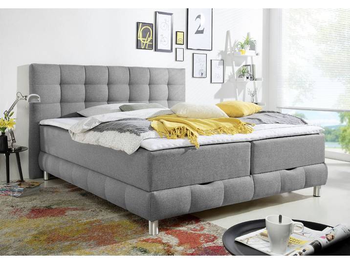 Boxbett, 194x210 cm, Holzwerkstoff, Grau, XXL-Ausführung & Bettkasten, Modern, Inosign