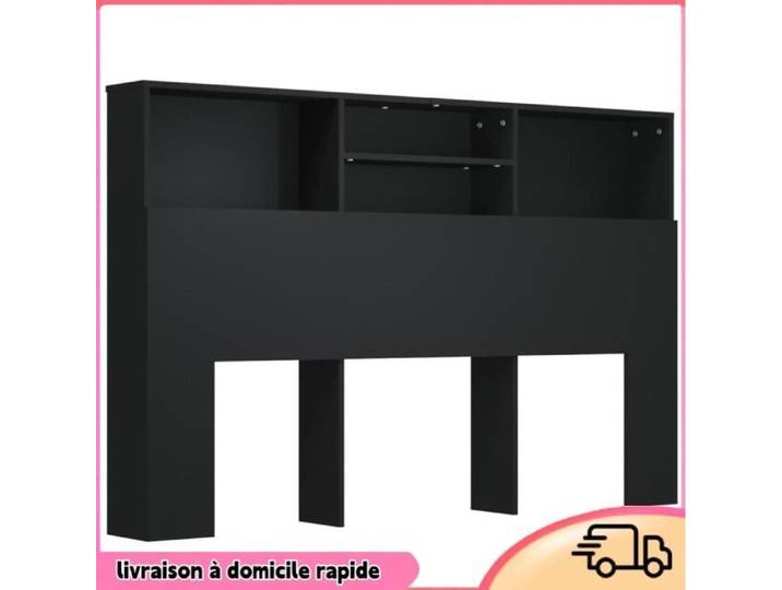 Cocosity Armoire de tête de lit Noir 160x19x103 5 cm - 7894202855734