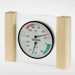 Infraworld Klimamesser mit Glas- Holzrahmen in Zeder