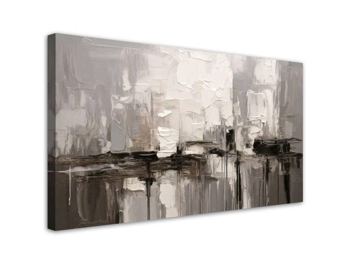 Feeby Leinwandbild Abstrakte Grautöne Komposition 100x50cm, Rechteckig, 100x50 cm, Bilder & Rahmen, Bilder, Leinwandbilder