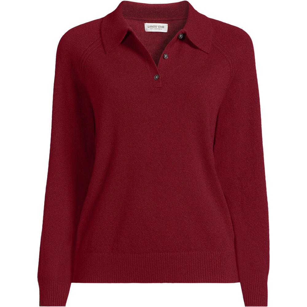 Kaschmir-Polopullover, Damen, size: regular, Rot, Kaschmir, by Lands' End