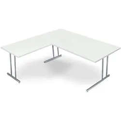 Kerkmann Winkel-Schreibtisch »Artline Transparent« 200 cm 90° Winkel höhenverstellbar weiß, 200x82x80 cm