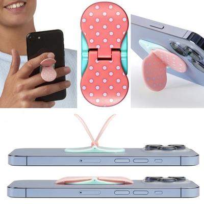 Zipgrips weiß punkte on Pink – 2-in-1 Handygriff & Aufsteller
