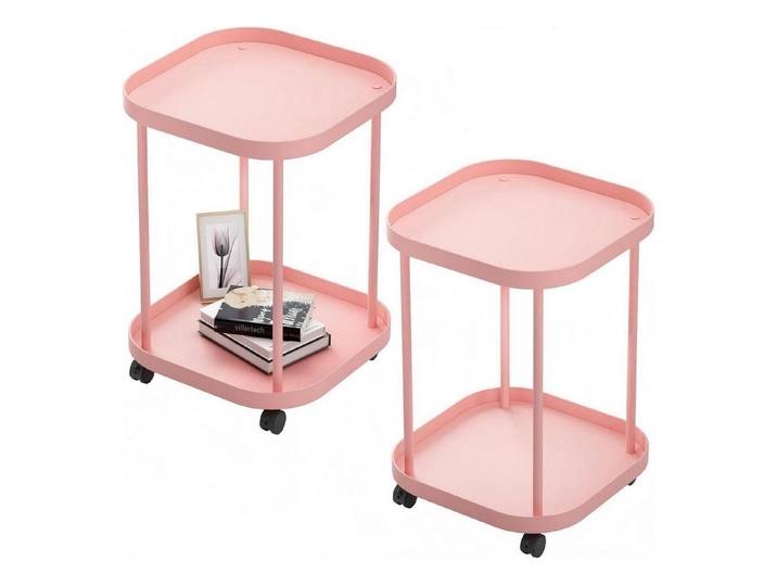 LuxusKollektion Beistelltisch Beistelltisch Rosa 2er-Pack mobil Kunststoff (2-St)