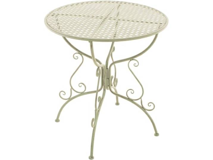 CLP Gartentisch rund 70 cm Amanda, stilvoller Bistrotisch und Eisentisch mit kunstvollen Verzierungen, ideal für Garten und Balkon, Farbe: antik-grün