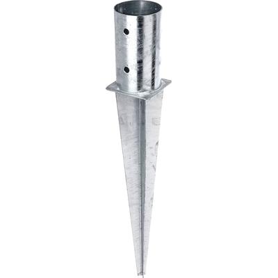 Einschlag-Bodenhülse ALBERTS, grau (feuerverzinkt), B:8,1cm T:8,1cm, Stahl, Bodenanker, feuerverzinkt, Ø81 mm, Gesamtlänge 600 mm