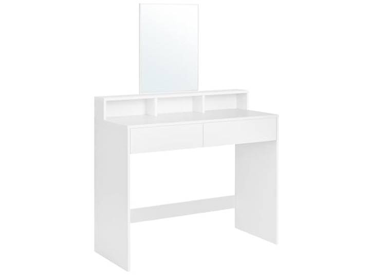 Vasagle RDT163W01 Make-uptafel, met grote spiegel, kaptafel, 2 laden, 3 open vakken, modern, wit