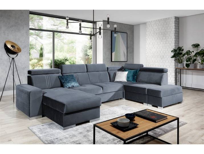 Fun Möbel Wohnlandschaft Wohnlandschaft Schlafsofa NOLAN inkl. USB-Anschluss, inkl. Bettkästen, Kopfteil verstellbar, Rundumbezug, inkl. USB-Anschluss