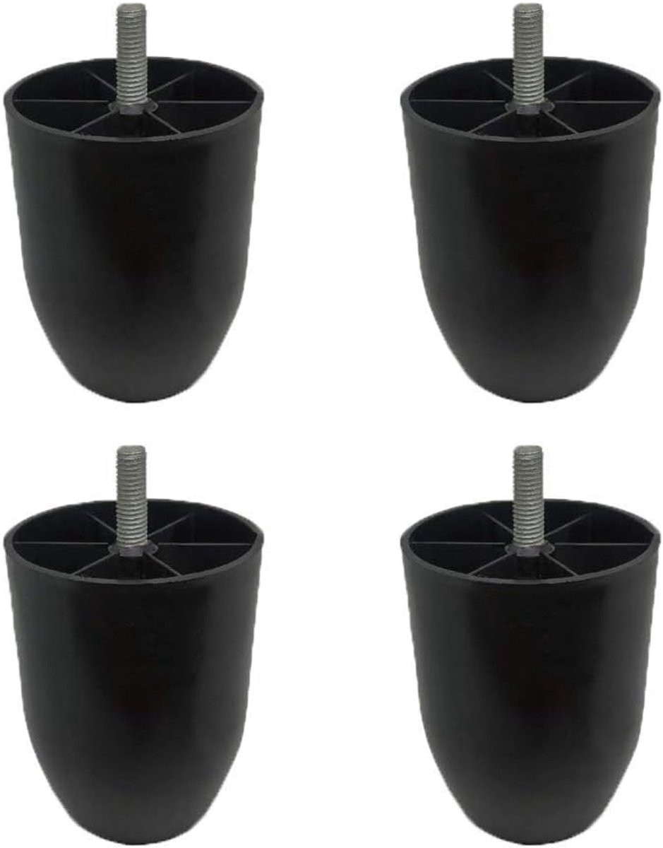 Set van 4 zwarte meubelpoten van 8 cm voor het verhogen van meubels