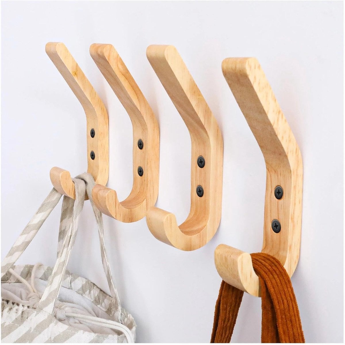 Dailygoods Set van 4 Houten Kledinghaken in Eikenhout