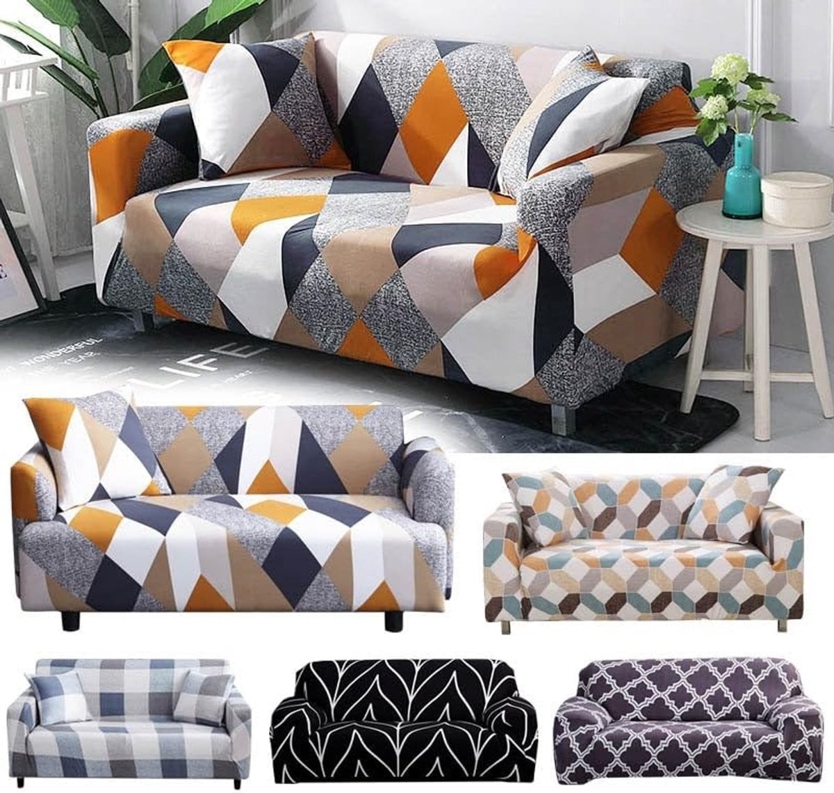 Elzusha Elastische Sofa Hoes voor 1-zits sofa, 90-140 cm