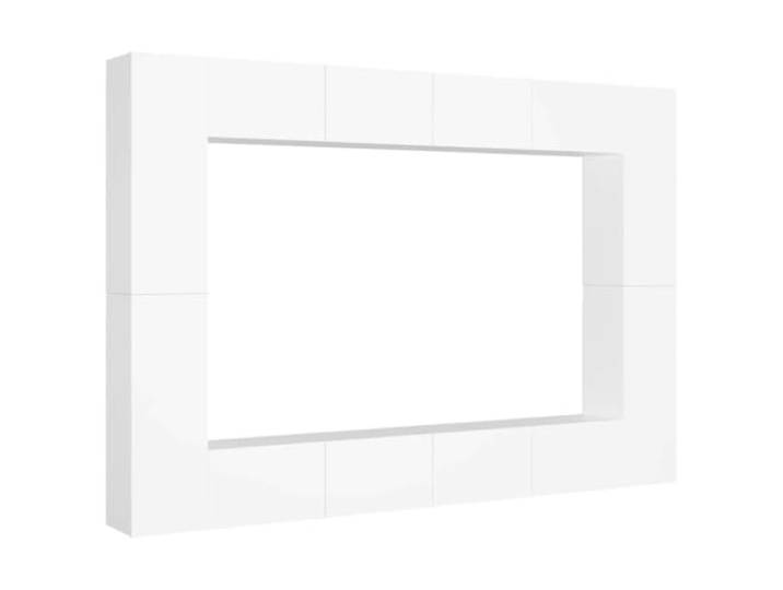 GHVBNMF 8-TLG. TV-Schrank-Set Wandmontage Weiß Holzwerkstoff Lowboard Flexibles 8-teiliges Hängeboard für Wohnzimmer und Schlafzimmer, bietet großzügigen Stauraum für Medien und Dekoration.