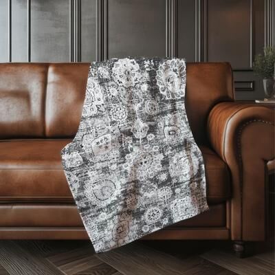Addison Rugs Premium Machine Washable Vintage Persian Sherpa Throw Blanket