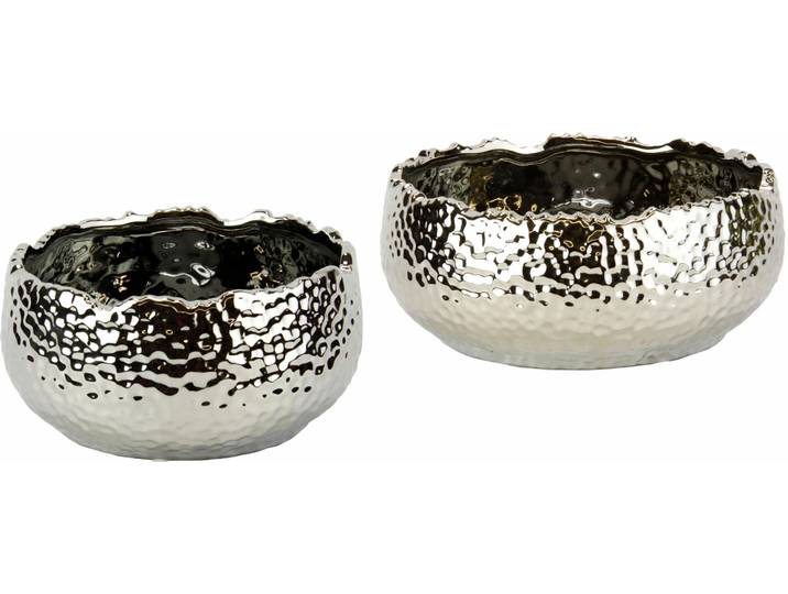 Dekoschale I.GE.A., silber (silberfarben), B:22cm H:10cm, Keramik, Dekoschalen, Dekoschale